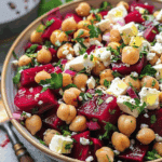 Chickpea, Beet & Feta Salad with Lemon-Garlic Vinaigrette