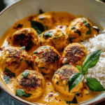 Fragrant Thai Chicken Meatballs Bathed in Creamy Coconut Curry