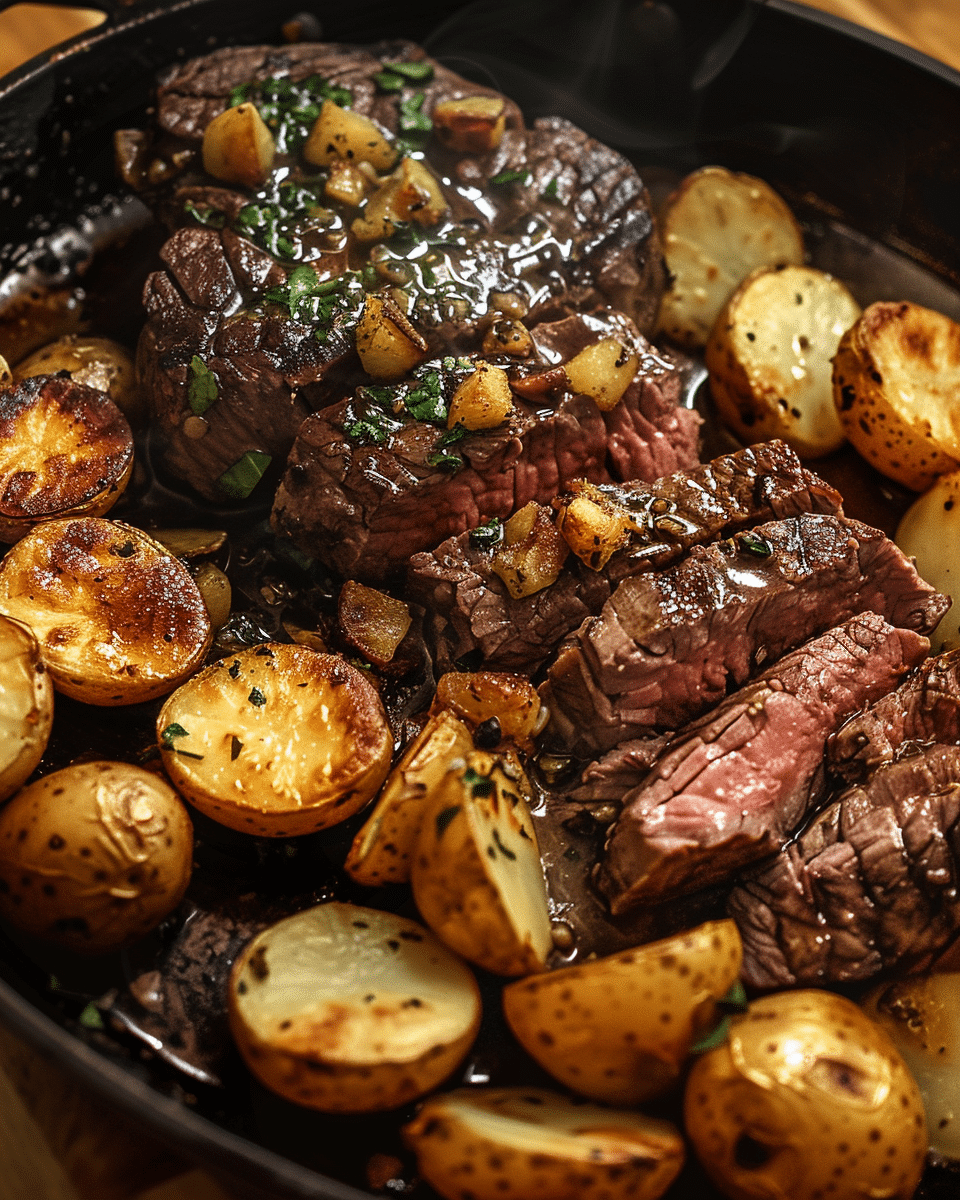Garlic Butter Steak and Potatoes Skillet