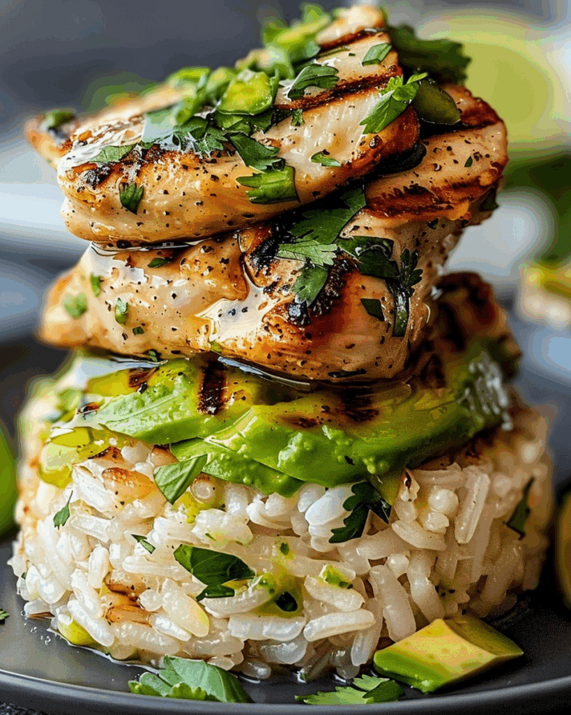 Honey Lime Chicken & Avocado Rice Stack