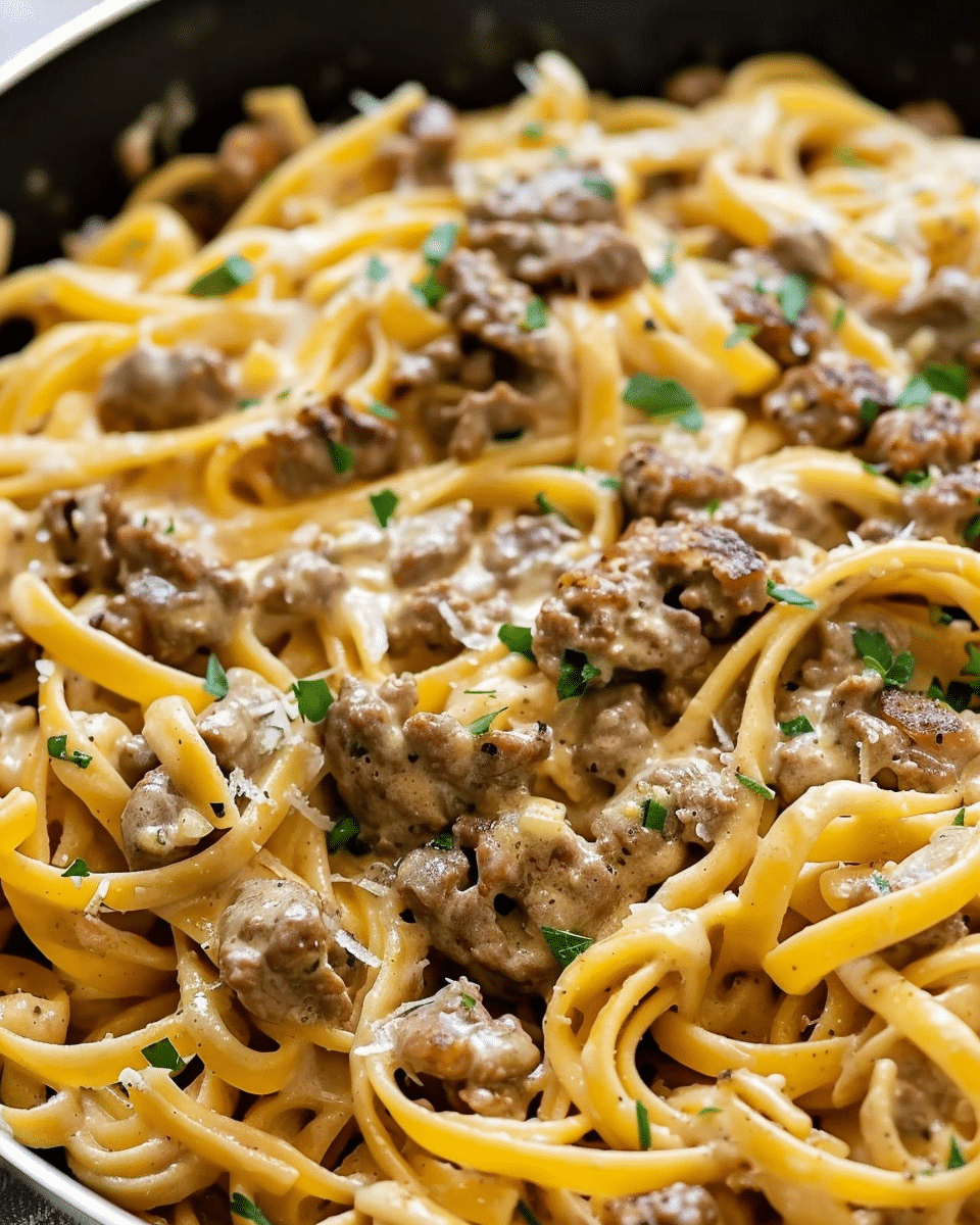 One-Pot Creamy Beef and Garlic Butter Pasta