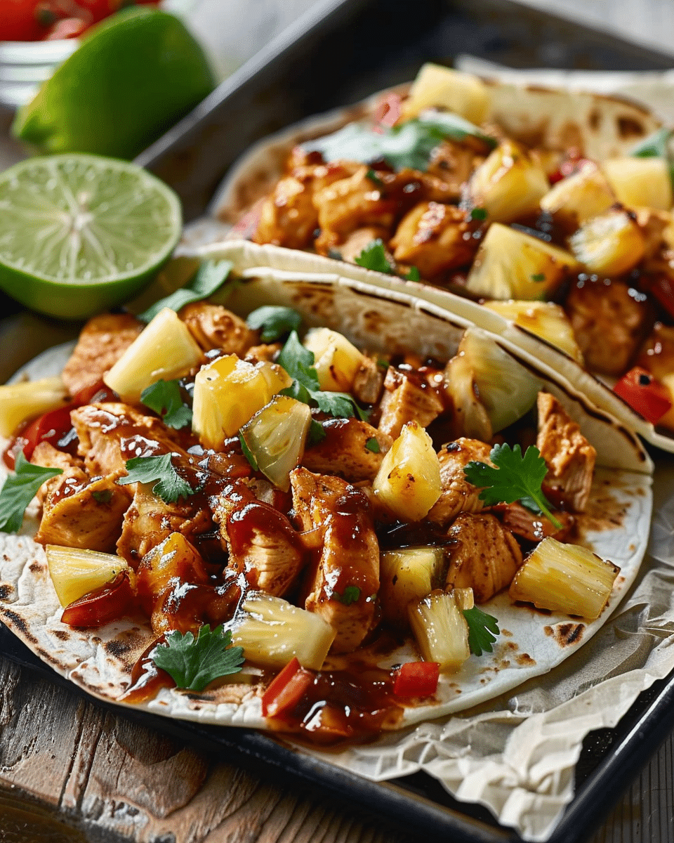 One Pan Chicken & Pineapple Tacos