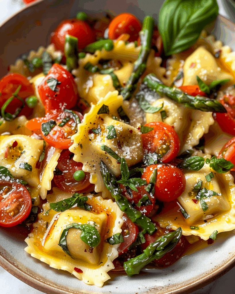 Ravioli Tomatoes Asparagus Dish