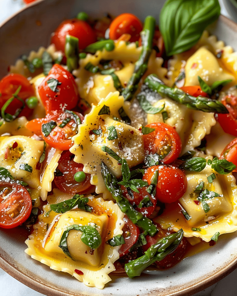 Ravioli Tomatoes Asparagus Dish