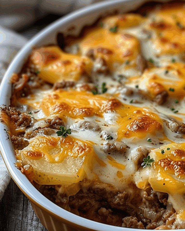 Cheesy Potato And Ground Beef Bake