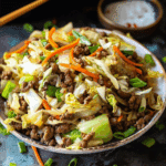 Healthy Chinese Ground Beef & Cabbage Stir Fry