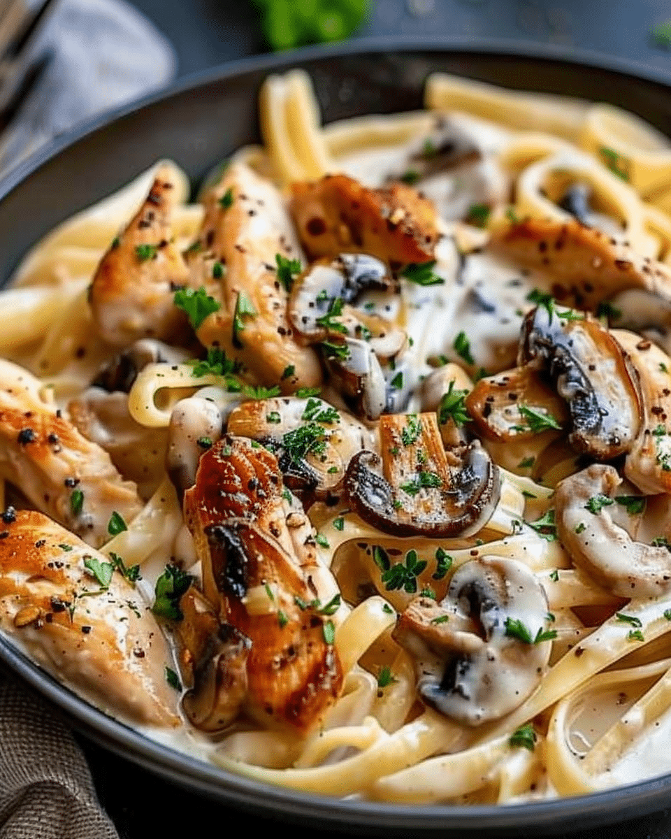 Heavenly Chicken and Mushroom Pasta with a Silky Cream Sauce
