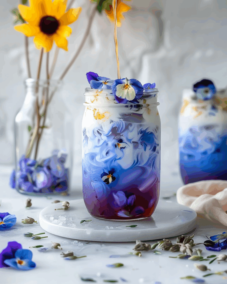 Iced Butterfly Pea Flower Tea Latte