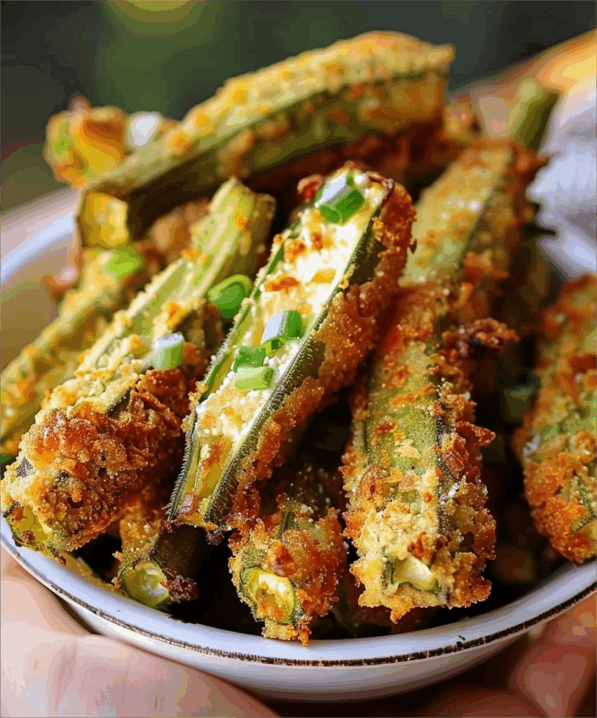Pepper Jack Cheese Stuffed Fried Okra