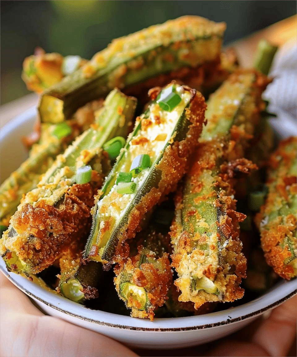 Pepper Jack Cheese Stuffed Fried Okra
