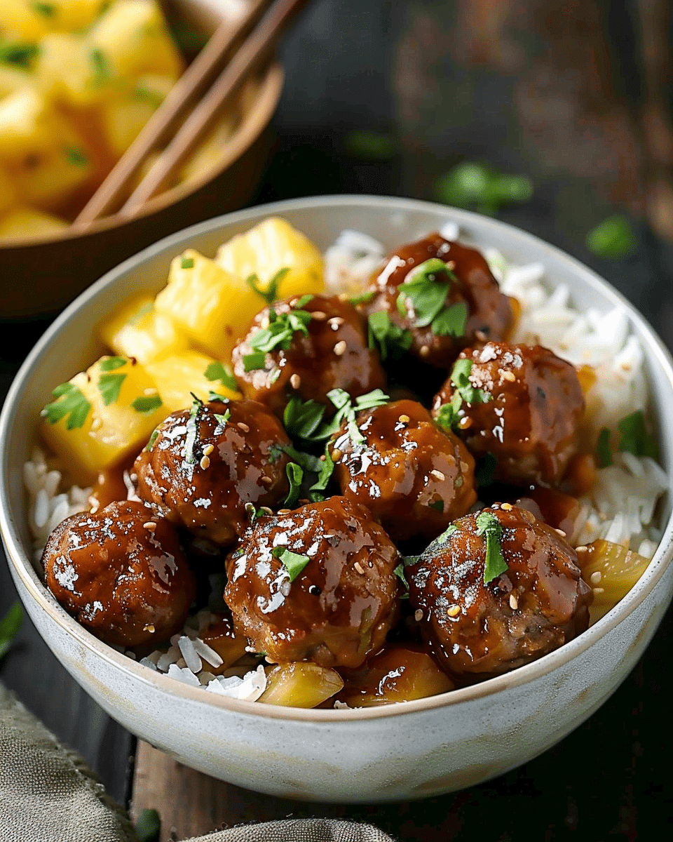 Sweet & Savory Pineapple Meatball Bowl