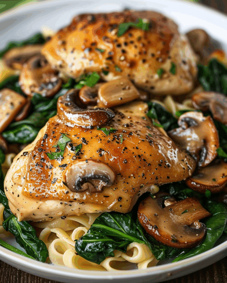 Savory Garlic Mushroom Chicken with Spinach
