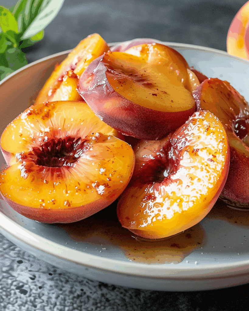 Air Fryer Peaches with Ice Cream