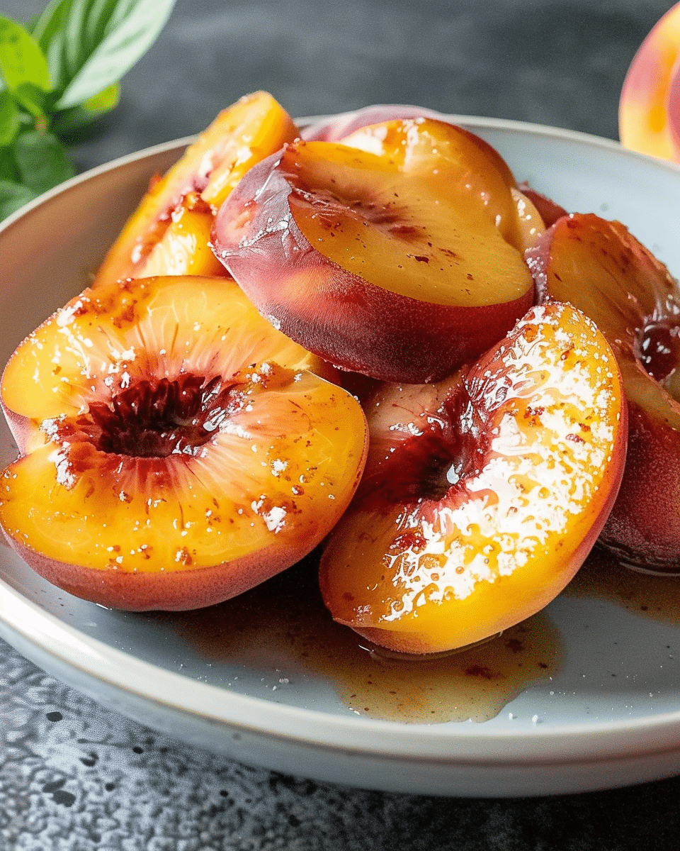 Air Fryer Peaches with Ice Cream