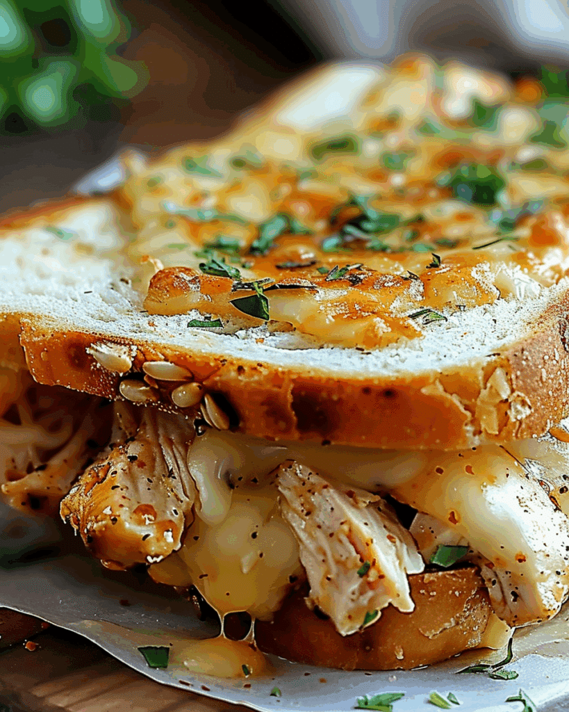 Cheesy Chicken Garlic Bread Sandwich