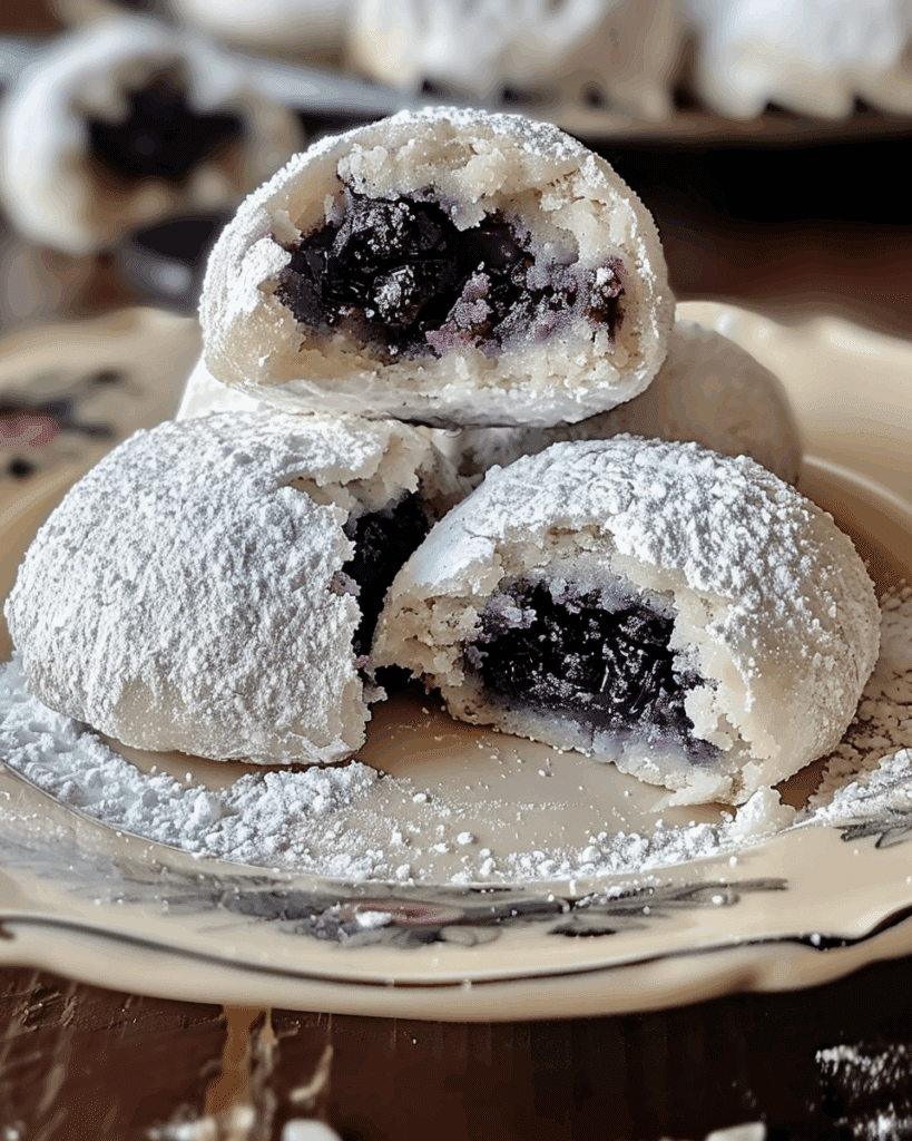 Blueberry-Filled Almond Snowball Cookies