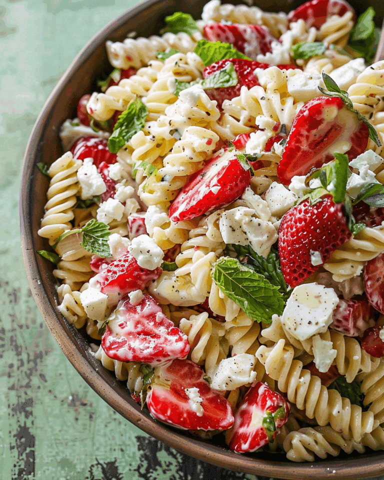 Creamy Strawberry Feta Pasta Salad