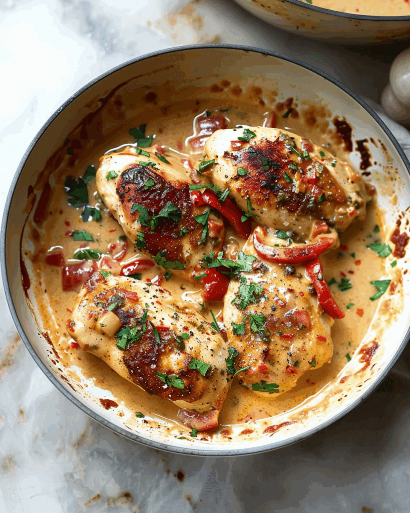 Creamy Garlic Red Pepper Chicken Recipe
