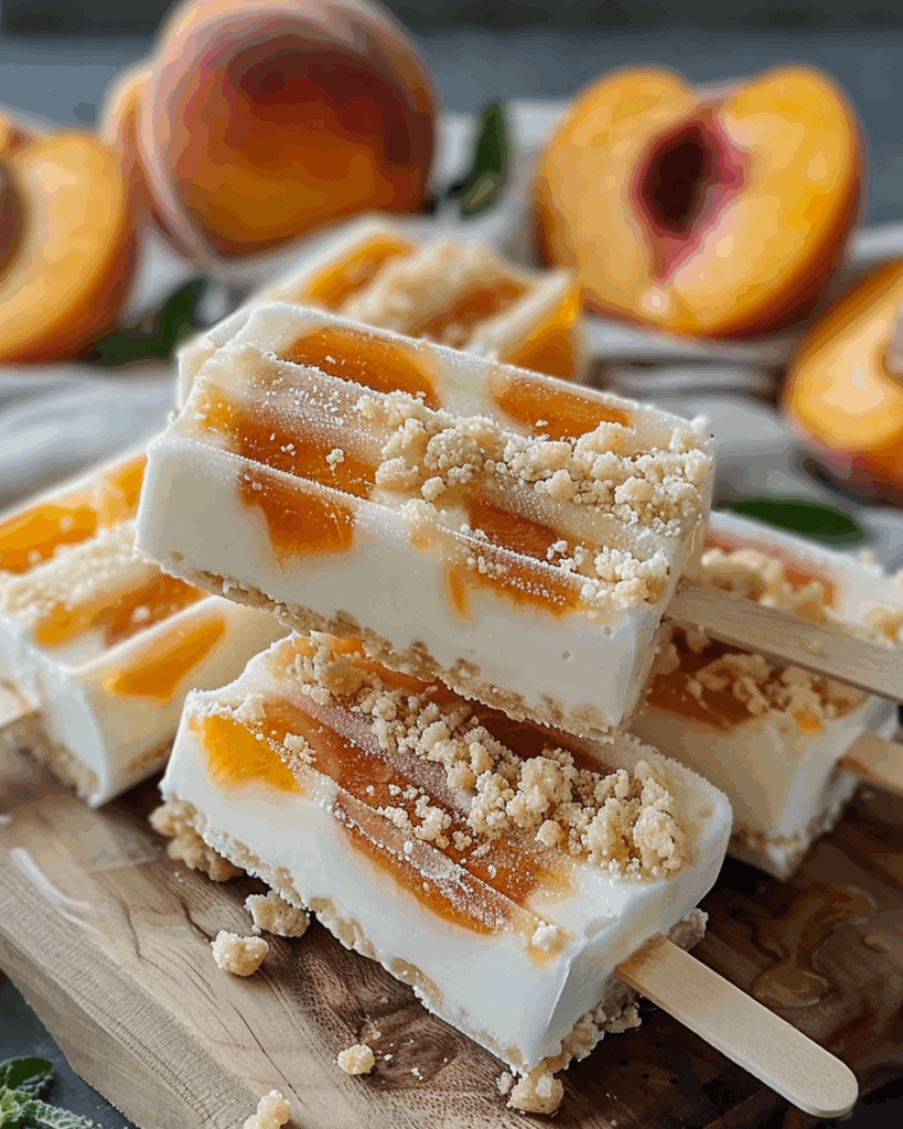 Frozen Peach Cobbler Yogurt Pops
