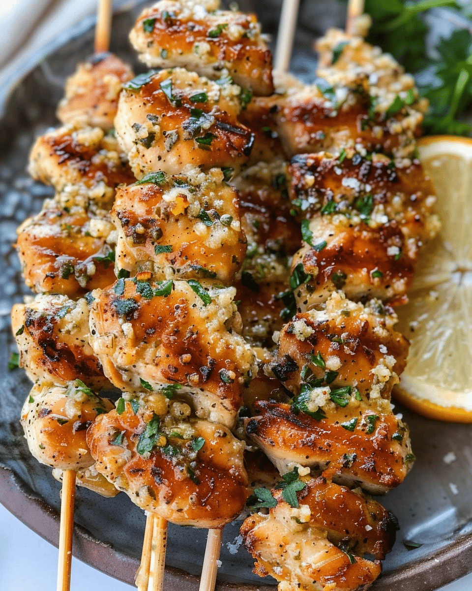 Ranch Garlic Parmesan Chicken Skewers