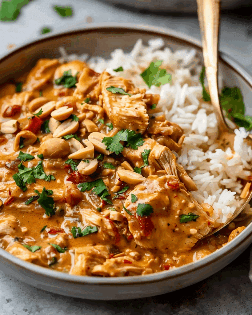 Easy Thai Peanut Chicken (Slow Cooker Recipe)