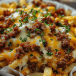 Cheesy Loaded Fries with Beef and Mozzarella