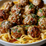 Garlic Butter Meatballs: Creamy Linguine Delight