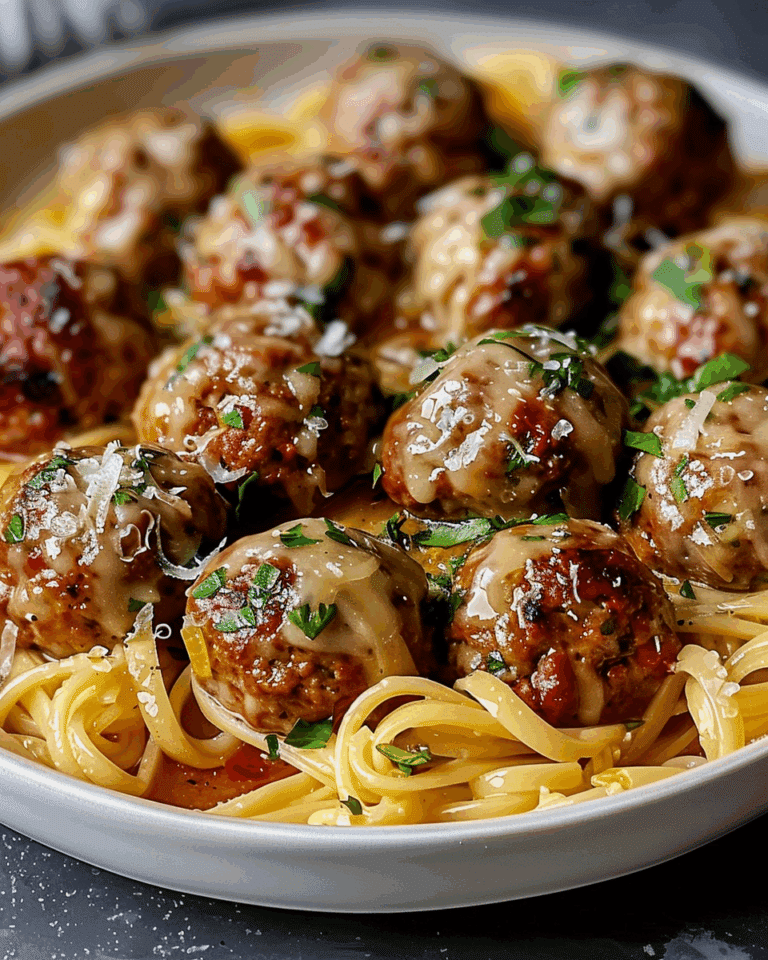 Garlic Butter Meatballs: Creamy Linguine Delight