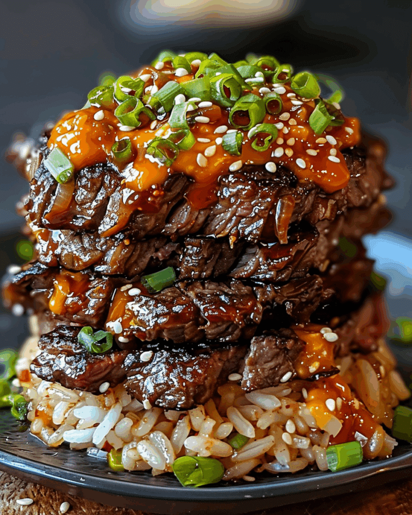Korean BBQ Beef Rice Stack