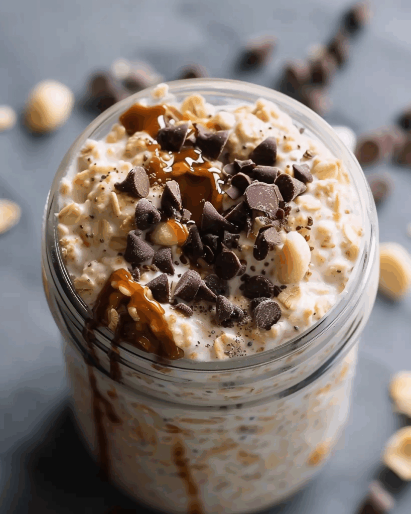 Overnight Oats with Chocolate Chips and Almond Butter