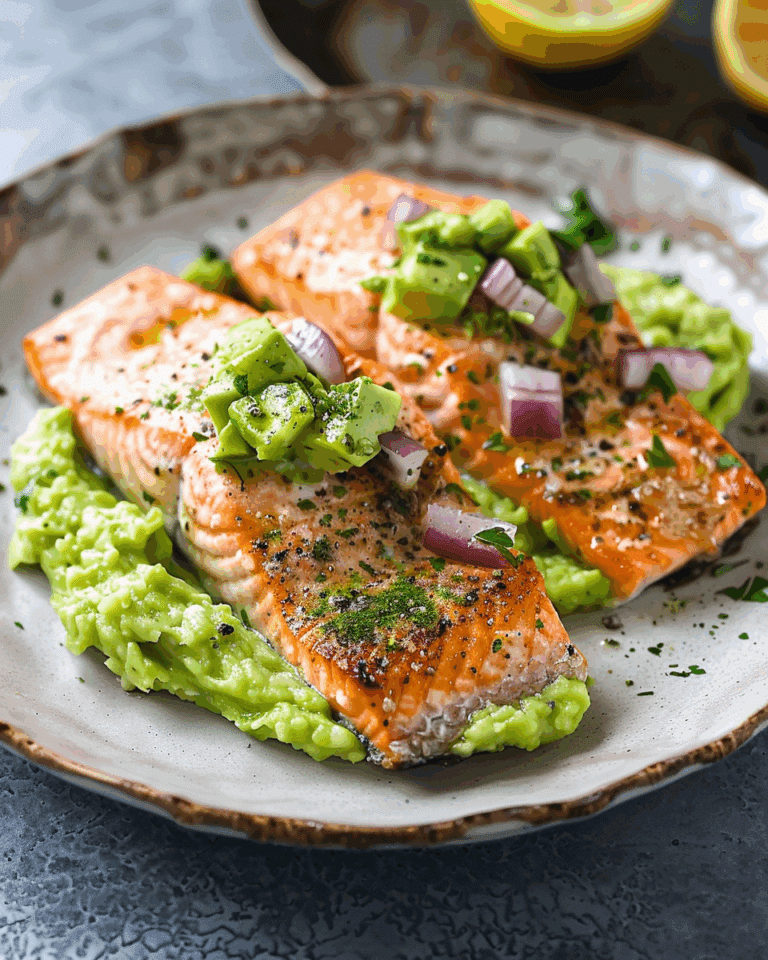 Baked Salmon with Avocado Mash