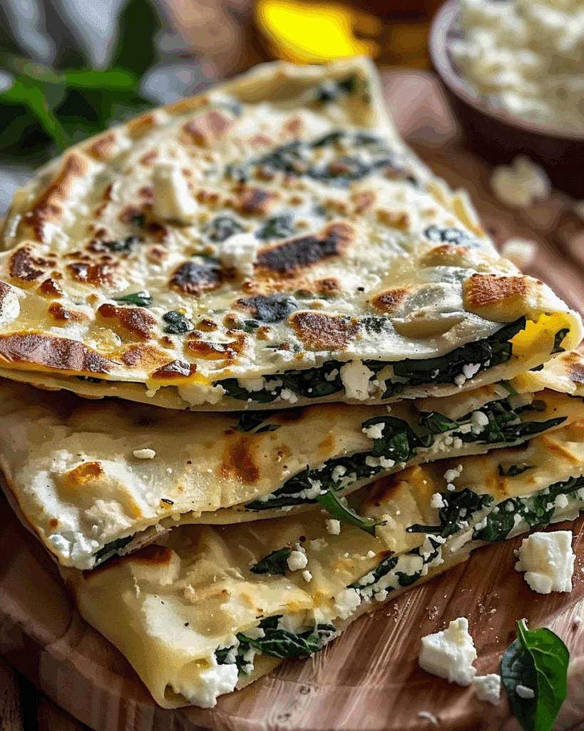 Spinach and Feta Gozleme (Turkish Flatbread)