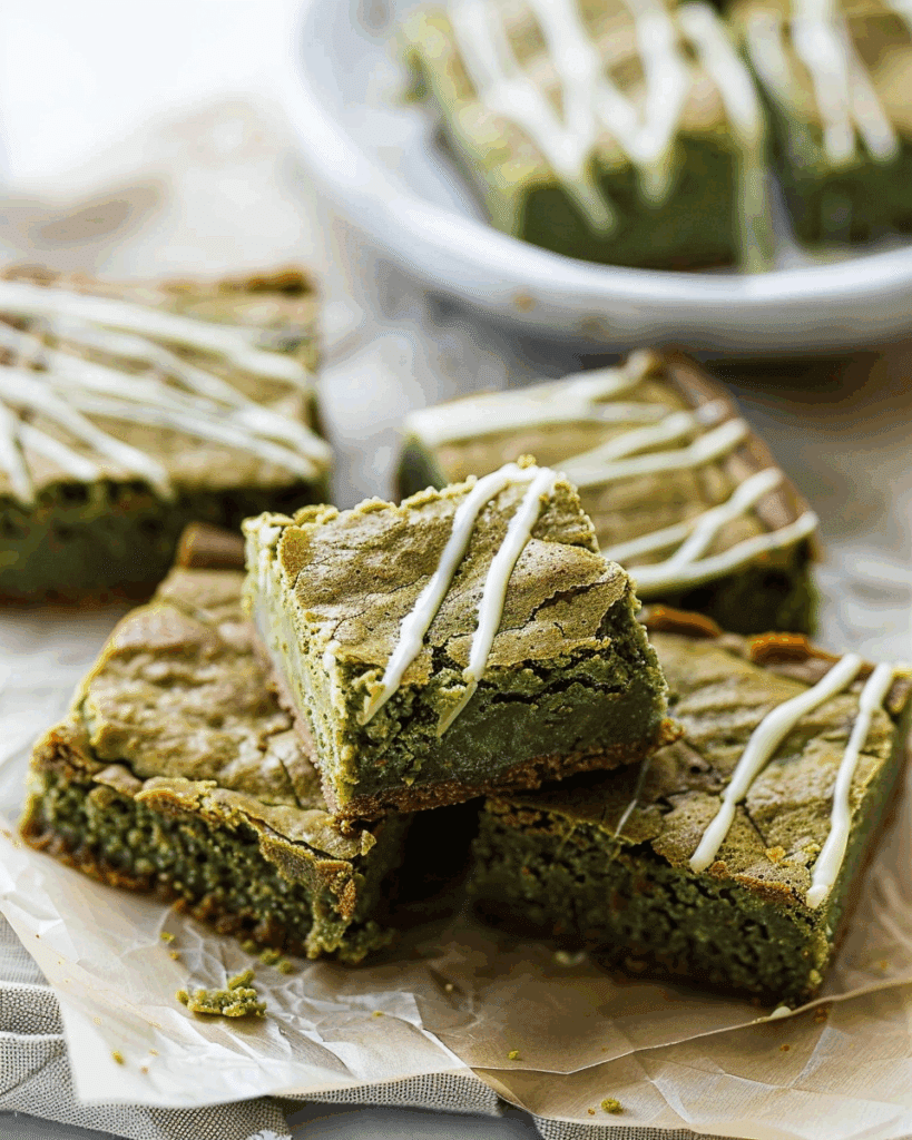 Fudgy Matcha Brownies with White Chocolate