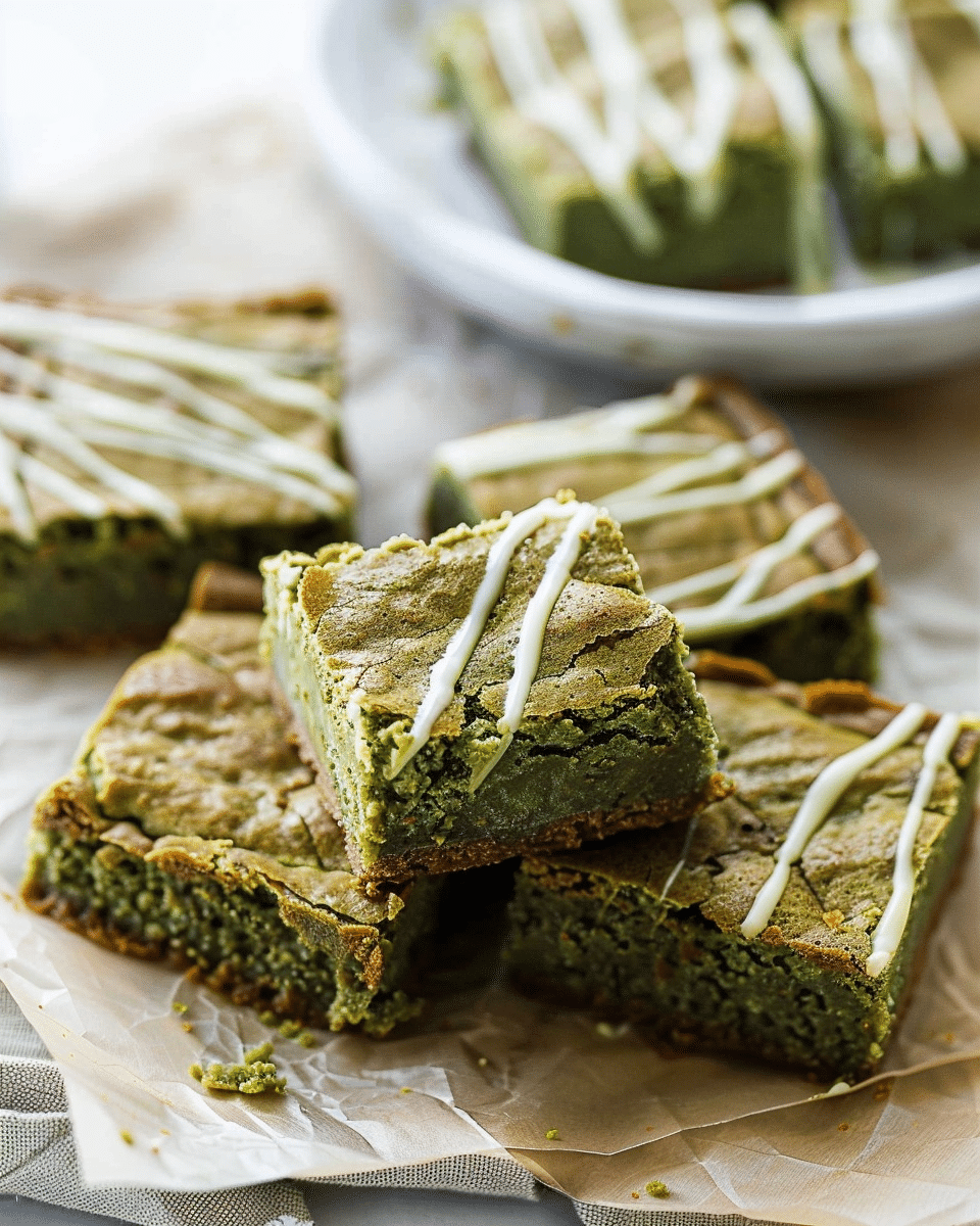 Fudgy Matcha Brownies with White Chocolate