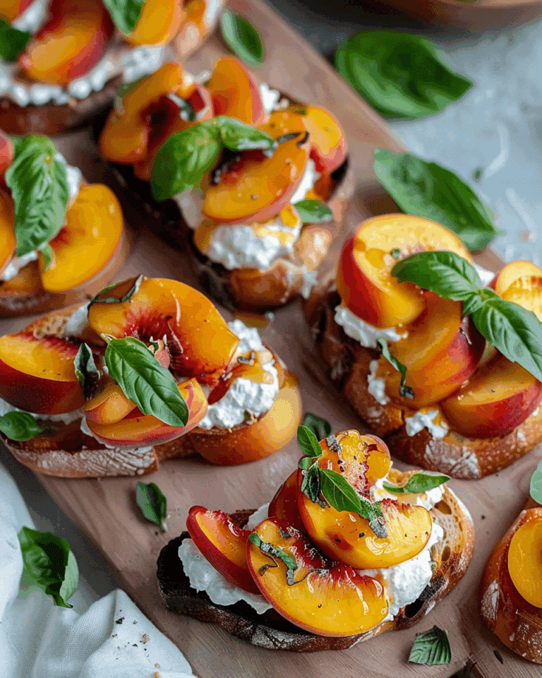 Quick Peach Bruschetta with Whipped Ricotta: Delight in Every Bite!