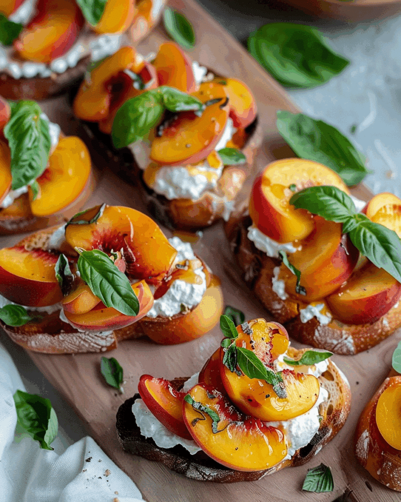 Quick Peach Bruschetta with Whipped Ricotta: Delight in Every Bite!