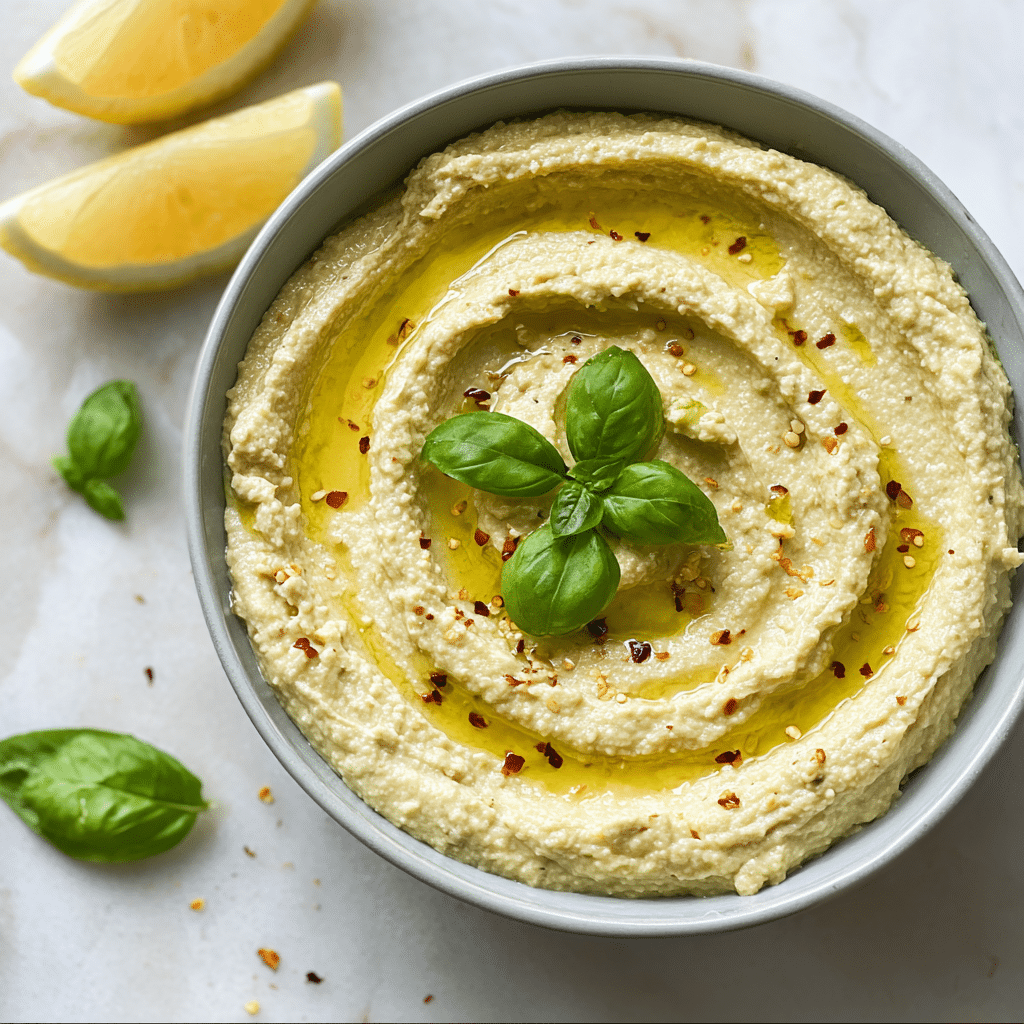 Lemon Basil Hummus Recipe - Recipe Image