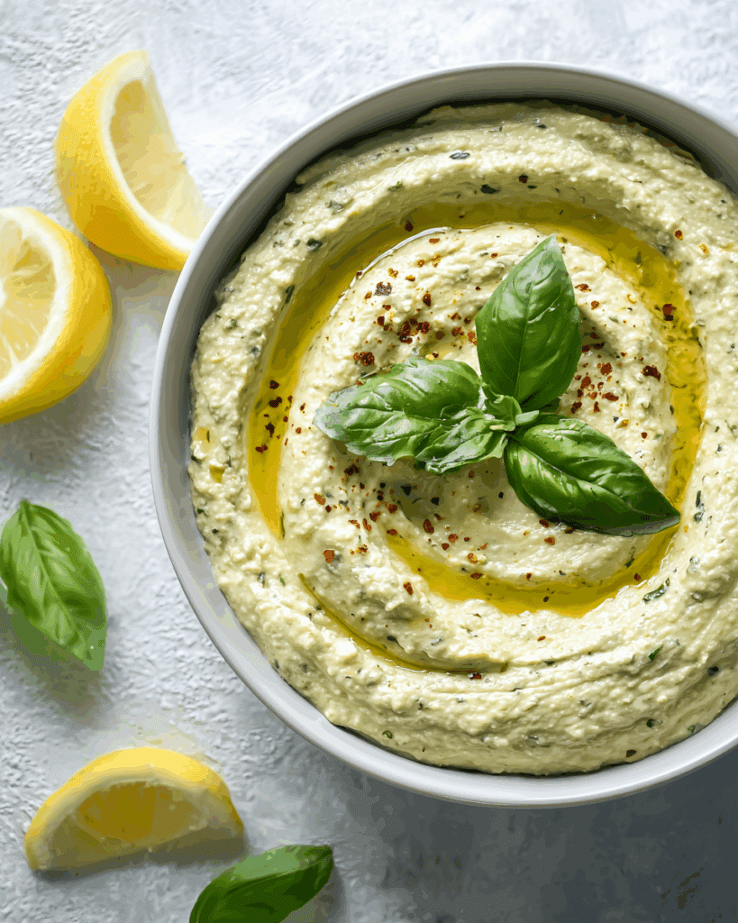 Lemon Basil Hummus Recipe