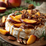Baked Brie with Peaches, Pecans, and Honey Recipe
