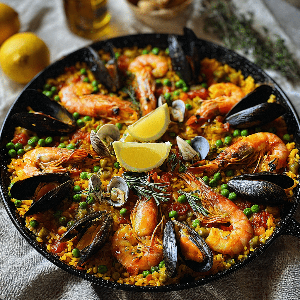 Spanish Paella with Chicken, Shrimp, and Mussels Recipe - Recipe Image