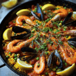 Spanish Paella with Chicken, Shrimp, and Mussels Recipe