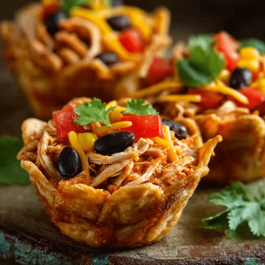 Mini Chicken Taco Cups Recipe - Recipe Image