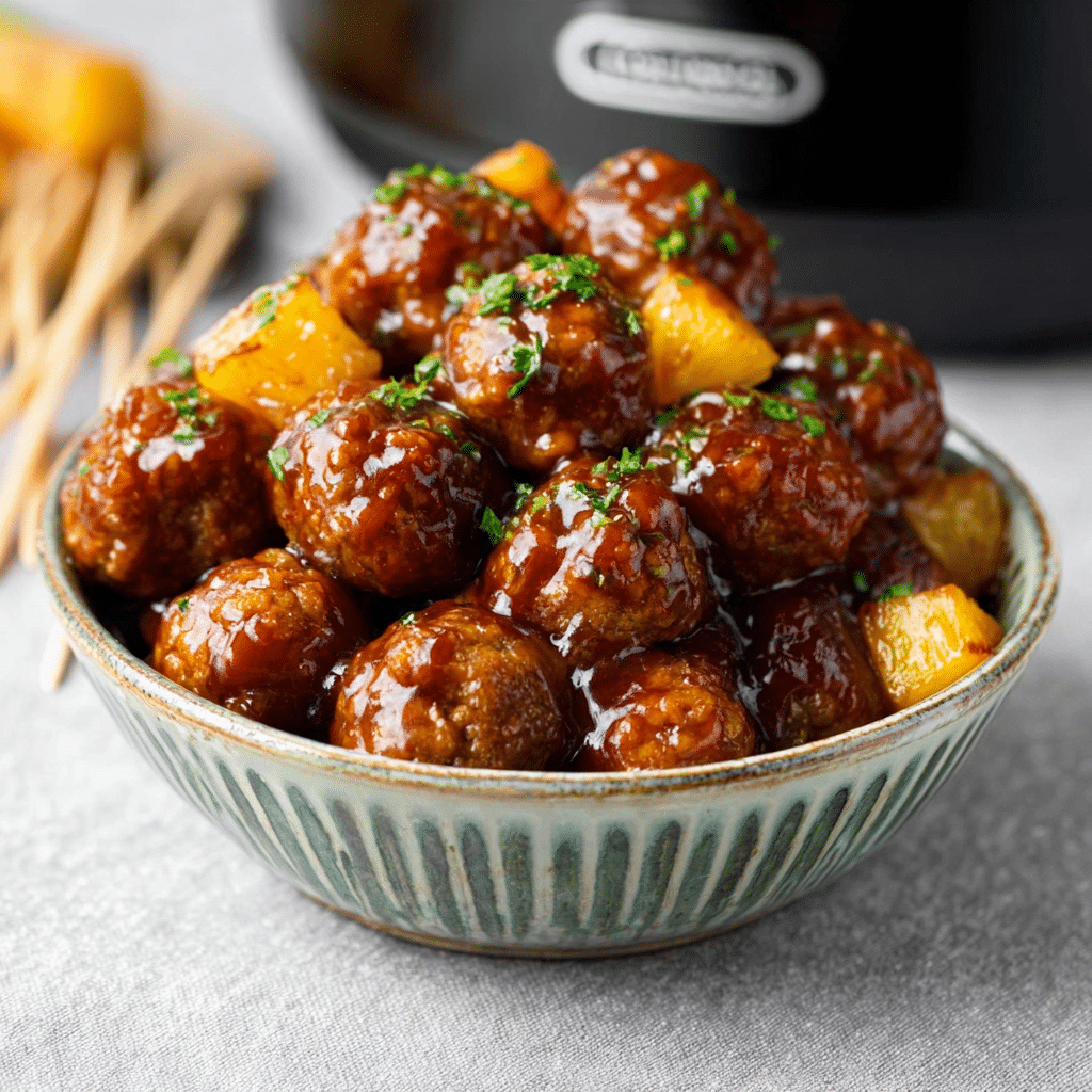 Crock Pot Pineapple Meatballs Recipe - Recipe Image