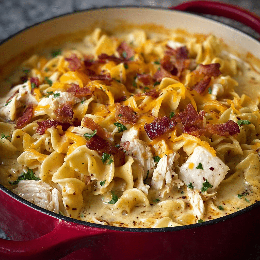 Creamy Chicken Noodle Soup with Pancetta Recipe - Recipe Image
