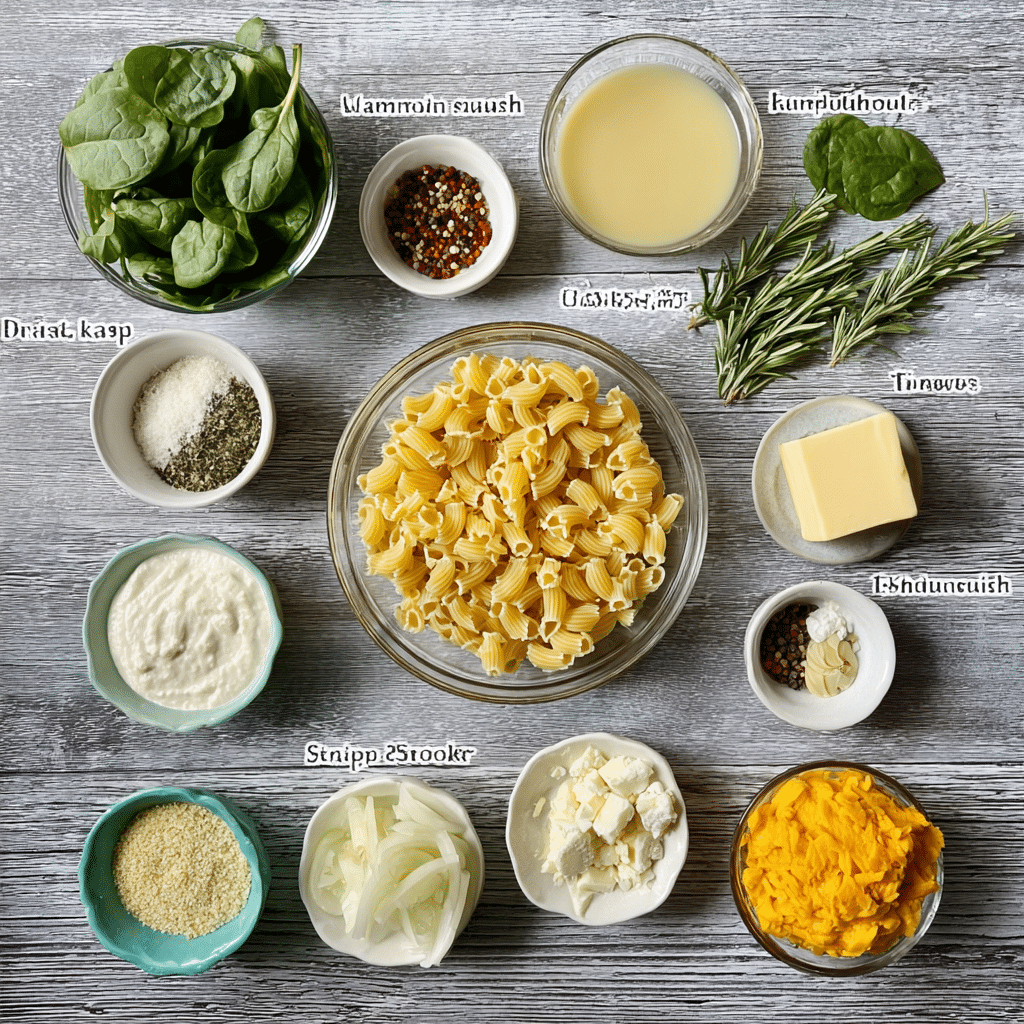 Pumpkin Pasta with Garlic and Spinach Recipe - Recipe Image