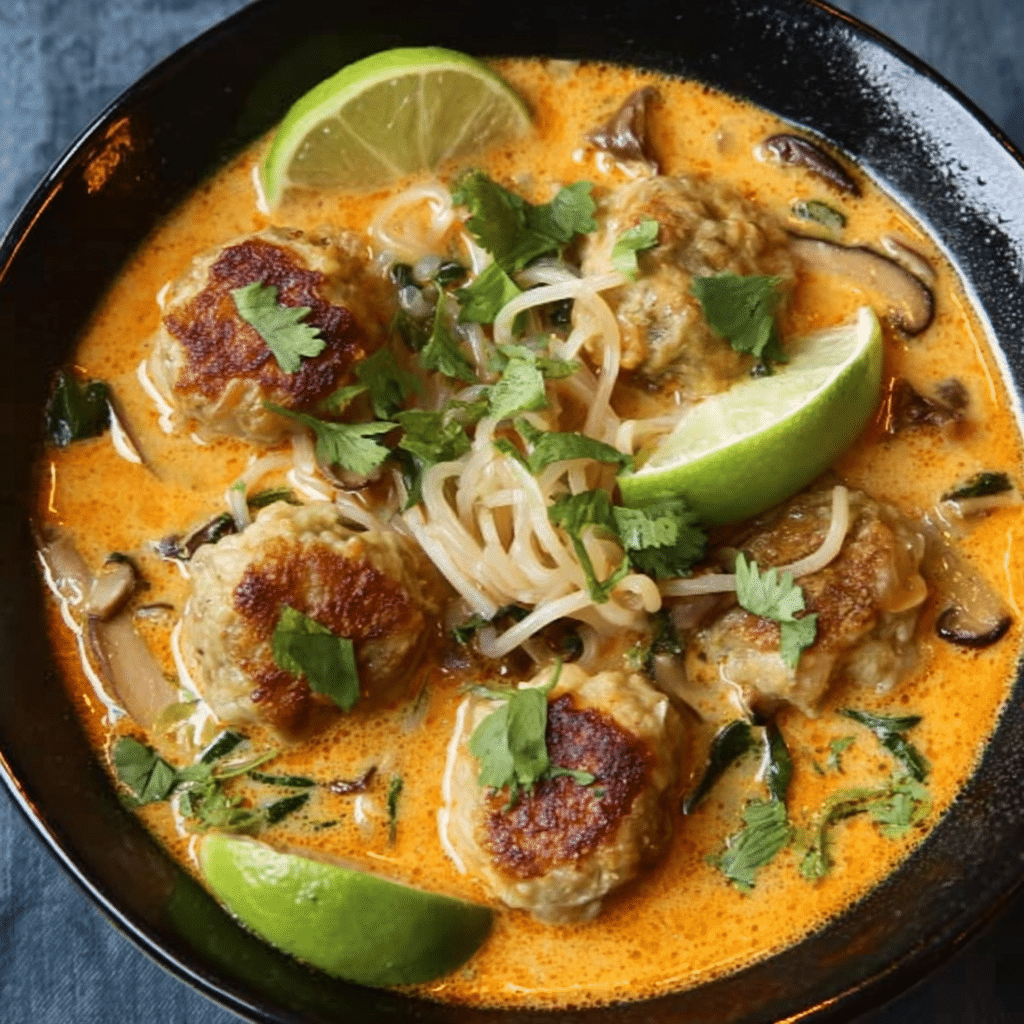 Chicken Meatball Noodle Soup Recipe - Recipe Image