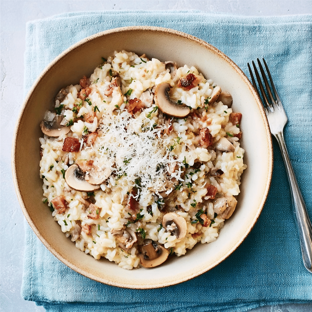 Creamy Chicken and Mushroom Risotto Recipe - Recipe Image