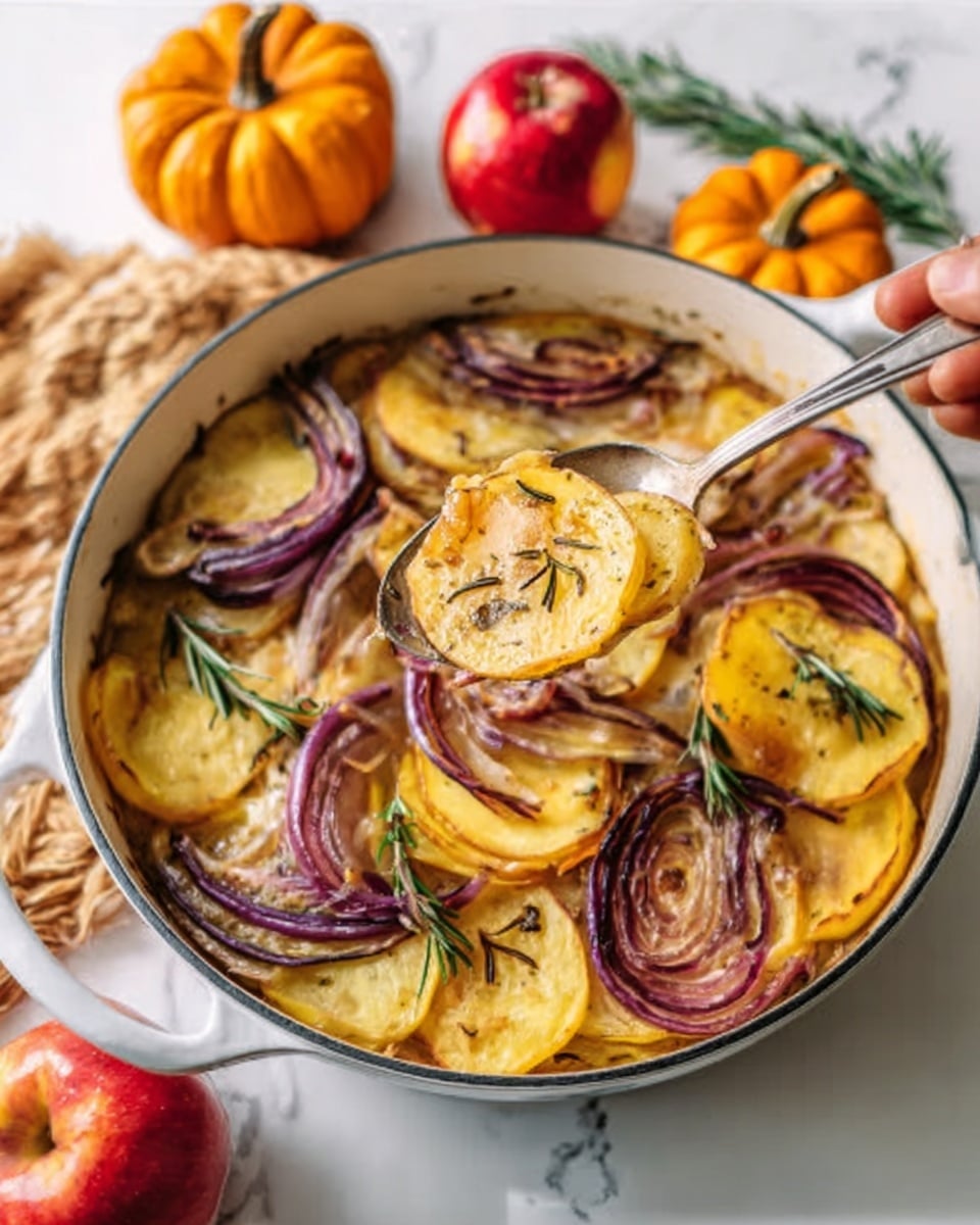 The image shows a top view of raw chicken thighs placed on a black plate in the center, surrounded by various ingredients on a white marbled surface. To the upper right of the plate, there are four whole onions with light brown skin. Above the chicken and onions, there are two red apples spaced apart. To the left of the plate, small clear bowls hold coarse salt, black pepper, and a golden olive oil bottle, along with a small dish of yellow mustard and another clear bowl with a dark liquid. To the lower right of the chicken, a glass filled with light orange juice sits beside two small ceramic bowls containing light brown minced garlic and brown sugar. Fresh green thyme sprigs lie nearby, completing the arrangement in a bright, clean setting, photo taken with an iphone --ar 4:5 --v 7