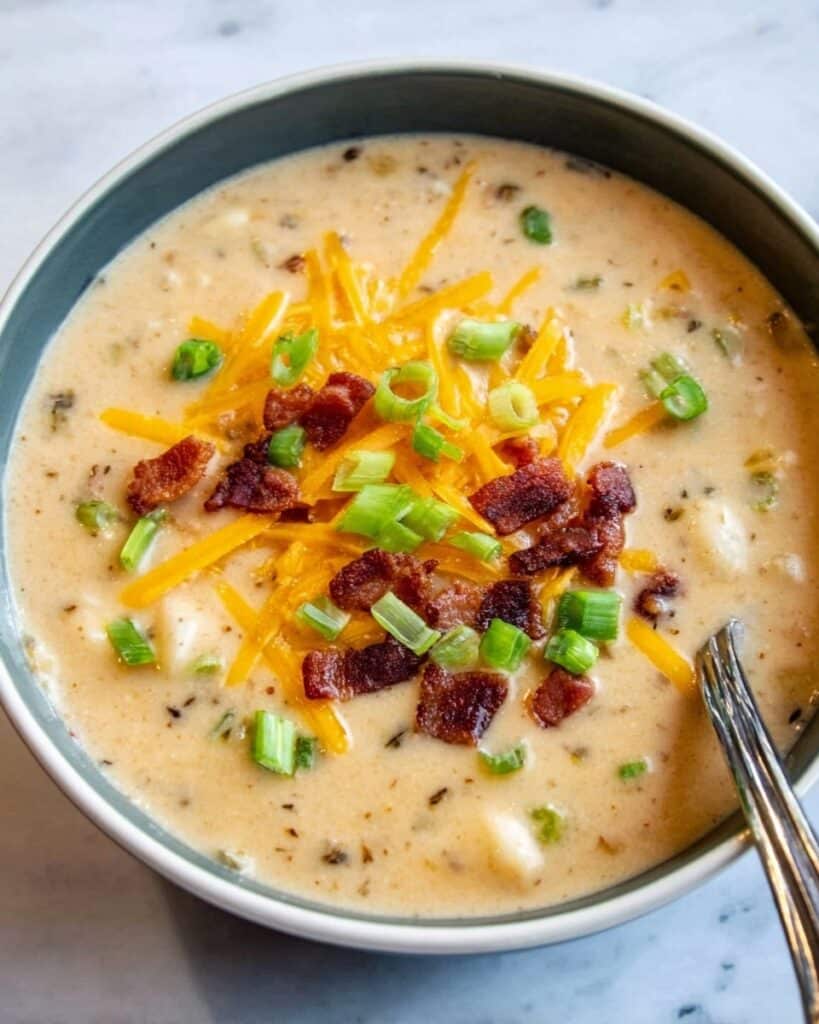 Beef & Smoked Cheddar Potato Soup Recipe