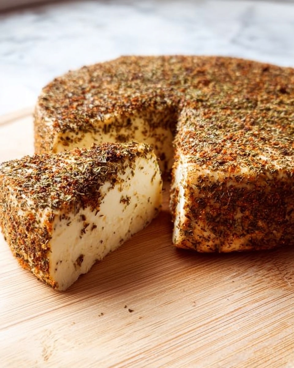 A round cake with a light brown, crumbly crust made of nuts and seeds covers the outside. The inside has two thick, soft and fluffy white layers visible where two slices are cut and stacked on top of the cake. The cake sits on a white plate on a white marbled surface with a plain green background. Photo taken with an iphone --ar 4:5 --v 7